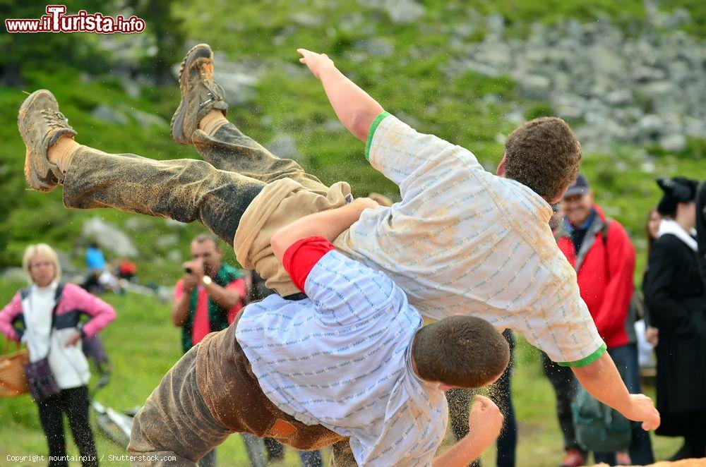 Immagine Un momento di wrestling svizzero alla finale del 13° Festival Internazionale dei Cori Alpini di Nendaz, Svizzera - © mountainpix / Shutterstock.com