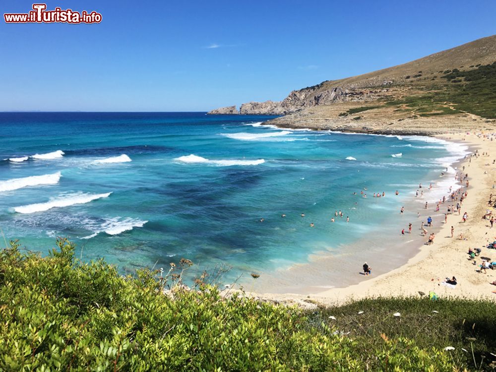 Immagine Veduta dall'alto di Cala Mesquida a Maiorca, isole Baleari, Spagna. Qui durante la bassa stagione si danno appuntamento i surfisti per cavalcarne le alte onde.