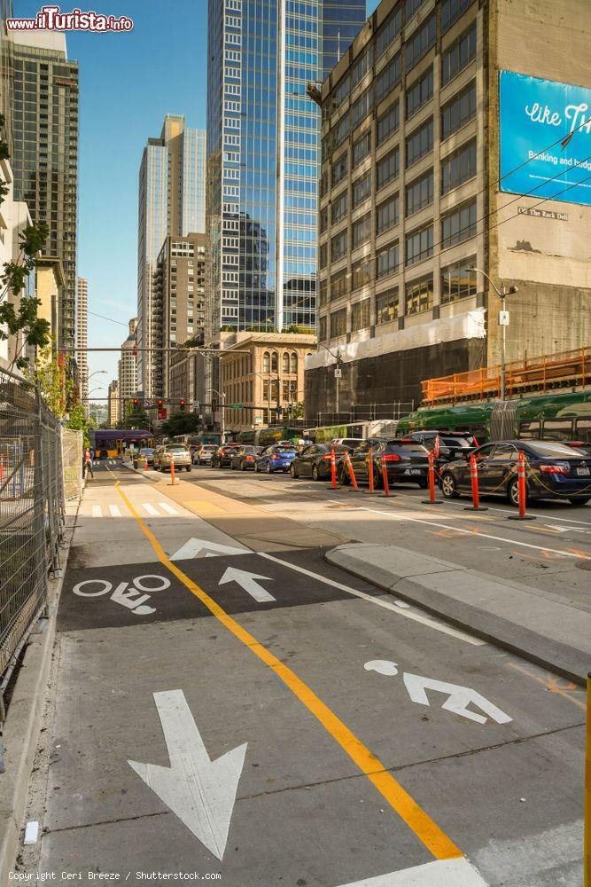 Immagine Corsie separate per pedoni e ciclisti in una strada del centro di Seattle, Washington (USA) - © Ceri Breeze / Shutterstock.com