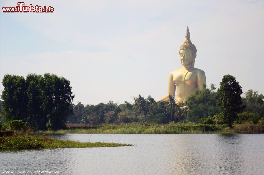 Immagine Il Grande Buddha di Ang Thong, Thailandia. E' la più grande immagine del Buddha seduto della Thailandia con i suoi 93 metri di altezza - © suronin / Shutterstock.com