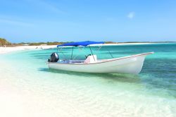 Barca ormeggiata su di una spiaggia bianca di Los Roques in Venezuela - © Dmitry Burlakov / Shutterstock.com
