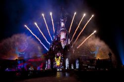 Il castello di Eurodisney e i fuochi d'artificio