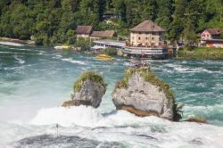 Le cascate del Reno a Sciaffusa, sono le più estese d'Europa. Con un'ampiezza di 150 metri e un'altezza di 23 metri, d'estate si infrangono sulle rocce 600 m³ di ...