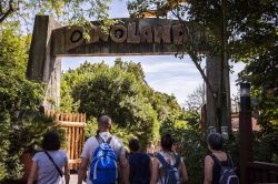 L'ingresso dell'aerea tematica Dinoland a Mirabilandia, Emilia Romagna, Italia
