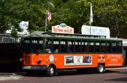 In tour con l'Old Town Trolley Car, Key West - Su questo tram vecchio stile senza binari si può visitare comodamente la città di Key West. Con il biglietto che costa circa ...