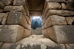 Palazzo di pietra a Machu Picchu, Perù ...