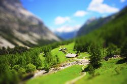 Panorama sulle Alpi con effetto Tilt-Shift, il ...