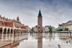 Piazza del mercato a Cracovia, in un giorno di pioggia tipico del clima autunnale in Polonia  - © Marek R. Swadzba / Shutterstock.com