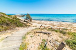 Accesso ad una spiaggia selvaggia della zona di Castiadas in Sardegna