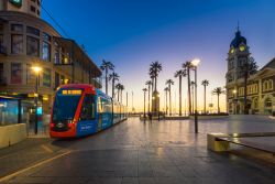 Adelaidemetro tram in Moseley Square by night nel sobborgo di Glenelg, Adelaide (Australia) - © amophoto_au / Shutterstock.com