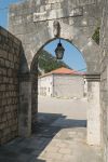 Architettura delle mura antiche di Ston, penisola di Peljesac, Croazia.
