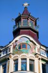 Architettura in stile Art Nouveau in un edificio di Lipsia, Germania.

