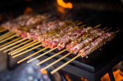 Arrosticini alla Panarda durante la manifestazione delle Rajche di Subiaco nel Lazio