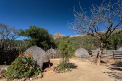 Capanne in un tradizionale villaggio africano dello Swaziland.


