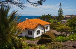 Una tipica casa dell'isola di Pico, il cono vulcanico che la mano dell'uomo ha sapientemente trasformato in vigneti e frutteti che irrompono dalla lava nera - © Yulia_B / Shutterstock.com ...