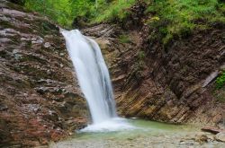 La cascata delle gole di Schleifmuehlenklamm vicino a Unterammergau, Siamo in Baviera non distante da Murnau am Staffelsee