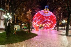 Decorazioni natalizie by night nel centro di Viseu, Portogallo.
