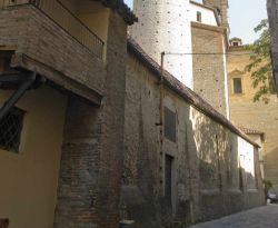 Edifici storici a Città di Castello, Umbria, Italia. Un particolare degli antichi palazzi signorili nel centro di Città di Castello, principale località dell'alta valle ...