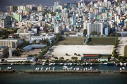 Foto aerea della città di Malé, ...