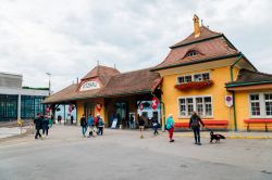 Gente davanti alla stazione di Vitznau sul lago di Lucerna, Svizzera - © Sanga Park / Shutterstock.com