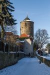 Il bastione Gerberbastei a Bautzen, Germania, fotografato in inverno dopo un'abbondante nevicata - © Jan Pohunek / Shutterstock.com