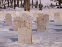 Il cimitero di Allegheny con le tombe della guerra civile a Pittsburgh, Pennsylvania, con la neve. I soldati dell'Unione e i Confederati sono sepolti qui assieme a sconosciuti - © woodsnorthphoto ...