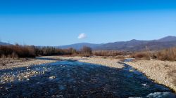 Il letto del Fiume Magra non lontano da Filattiera in Lunigiana, Toscana nord-occidentale