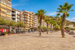 Il lungomare a Blanes, Costa Brava, Spagna. Un'ampia passeggiata con palme collega ristoranti e locali alla spiaggia della città - © BAHDANOVICH ALENA / Shutterstock.com