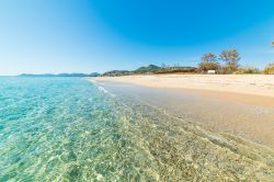 Il mare limpido della Sardegna lungo una bella spiaggia di Castiadas