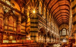 Interno della cattedrale di San Paolo a Melbourne, Australia. In stile transitorio gotico, si trova nei pressi di Federation Square.
