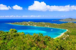 La costa verdeggiante di St. Thomas, Isole Vergini Americane: Magens Bay è nota per la sua forma a cuore. 
