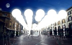 La Piazza Vecchia di Bergamo e installazione Cool Landscape, durante l'evento i maestri del Paesaggio 2017