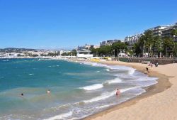 La spiaggia di Cannes e la promenade della Croisette, Francia. Siamo in una delle località più rinomate della Francia - ©  nito / Shutterstock.com