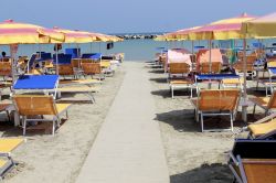 La spiaggia di Gatteo a Mare, si trova a nord di Rimini sulla costa sabbiosa della Romagna