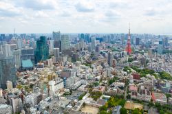 La vista del centro di Tokyo fotografato dalla torre Sky Tree. Si noti sulla destra la riproduzione della Torre Eiffel