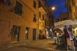 Monterosso al Mare by night, Liguria, Italia - Una delle viuzze di questo centro urbano ubicato in un piccolo e grazioso golfo naturale protetto da una scogliera artificiale nella riviera spezzina ...