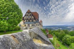 Panorama della campagna attorno al castello di Coburgo, Germania.

