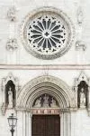 Particolare della cattedrale medievale di Santa Maria Argentea a Norcia, Umbria. Purtroppo anche questo edificio di culto è andato quasi completamente distrutto in seguito ai terremoti ...