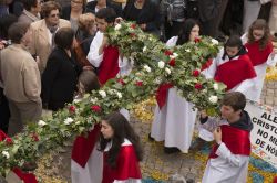 La popolazione di Sao Bras de Alportel alla processione delle torce floreali, Portogallo - © Mauro Rodrigues / Shutterstock.com