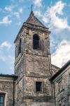 Il campanile della chiesa di San Bonifacio a Cusercoli, Civitella di Romagna, Emilia Romagna. L'edificio religioso venne fatto costruire dalla contessa Polissena Albicini, vedova del conte ...