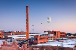 The American Tobacco Historic District a Durham, Stati Uniti d'America. Un tempo quartier generale della compagnia statunitense impegnata nell'industria del tabacco fondata nel 1890, ...