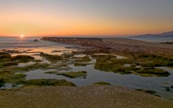 Tramonto sulla spiaggia delle saline a Palinuro nel Cilento, Campania