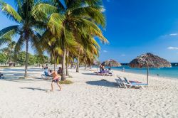 Turisti sulla spiaggia di Playa Giron, Cuba. Questa località è divenuta celebre per l'operazione militare organizzata per rovesciare il governo di Fidel Castro. Si concluse ...