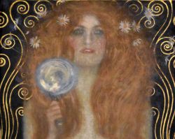 Un dettaglio della Nuda Veritas di Klimt conservata nell'Österreichisches Theatermuseum di Vienna. E' stata esposta nel Kunsthistorisches Museum nel 2018