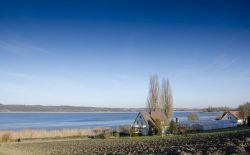 Un tratto del lago di Costanza visto dall'isola di Reichenau, Germania.
