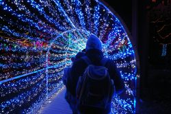 Un tunnel luminoso allestito in occasione del Natale nella città di Indianapolis, Indiana (USA).



