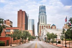 Una bella skyline della città di Kansas City, Missouri.

