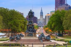 Una pittoresca skyline di Philadelphia nel tardo pomeriggio, Pennsylvania (USA).
