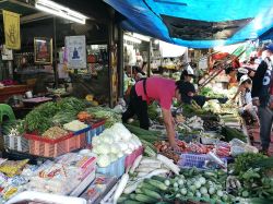 Visita al mercato di Maekhlong in Thailanda, famoso per il treno che l'attraversa