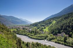 Vista aerea di Prato allo Stelvio in Alto Adige, Val Venosta